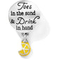 Brighton silver-plated charm engraved with beach quote and dangling yellow enamel lemon slice on a white background