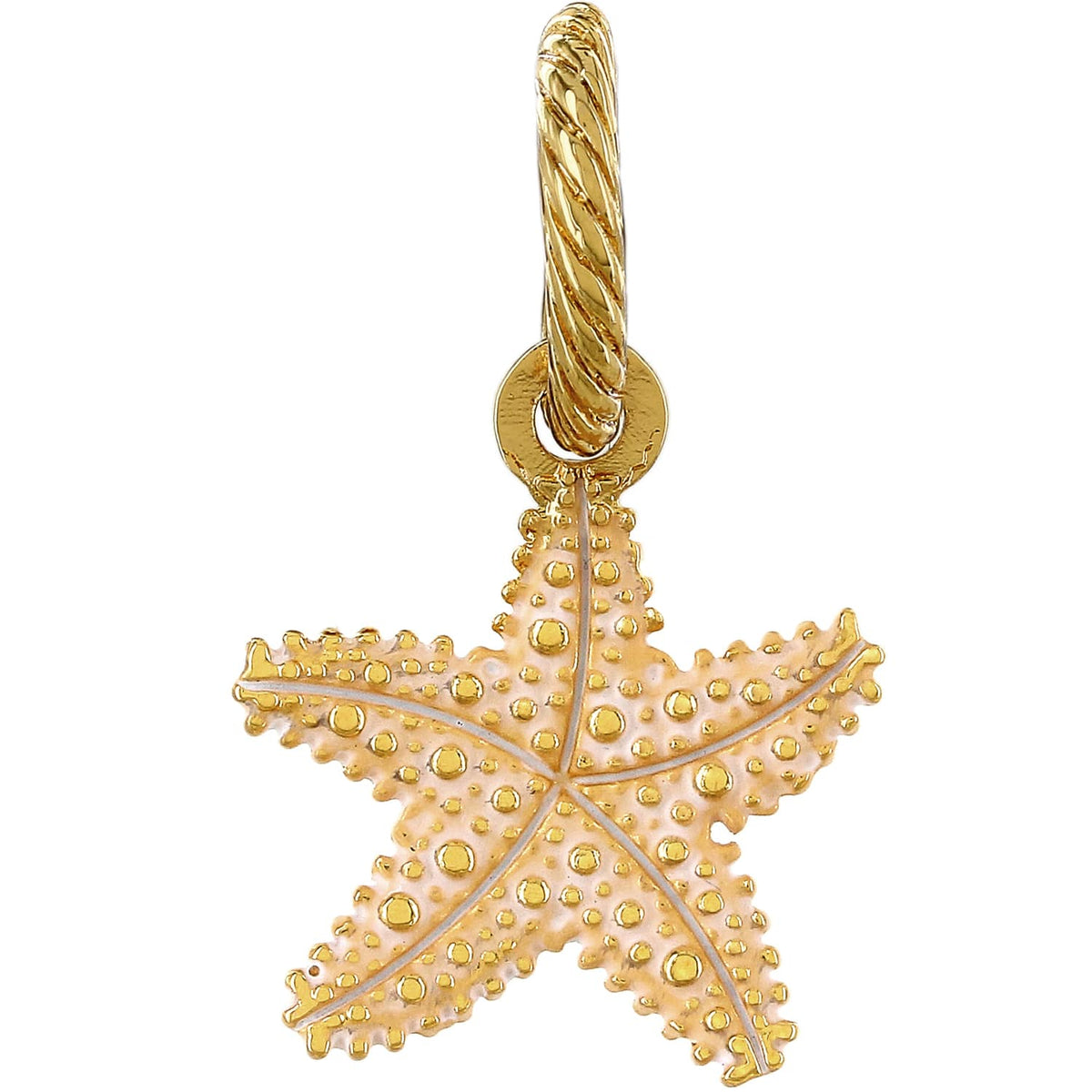 Brighton starfish charm with gold-plated textured finish and twisted rope bail on a white background