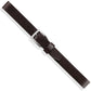 Brighton dark brown leather belt with silver-tone single-prong buckle and matching keeper loop on a white background