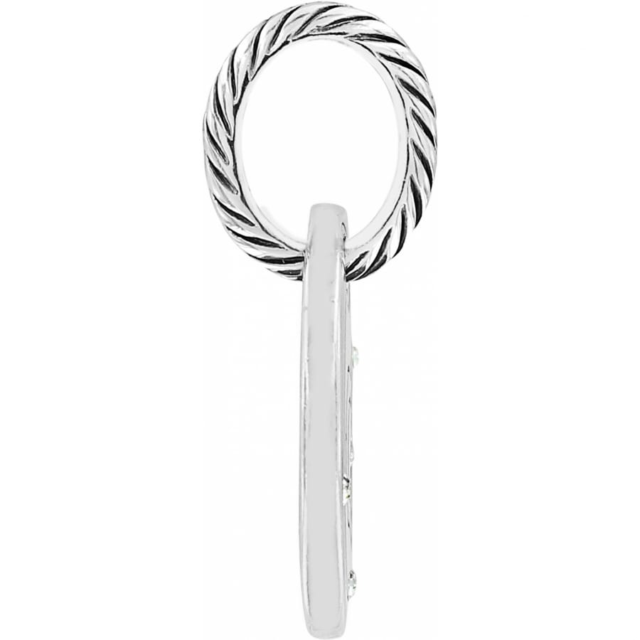 Brighton pendant shown from the side with silver-plated rope-textured ring and elongated drop on a white background
