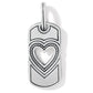 Brighton silver-plated charm with cutout heart center, beaded border, and chevron details on a white background