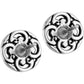 Brighton stud earrings with silver-plated openwork scroll design in a round shape on a white background