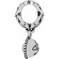 Brighton charm with silver-plated openwork bead and dangling engraved heart pendant on a white background