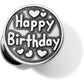 Brighton silver-plated bead charm engraved with Happy Birthday text and heart accents on a white background