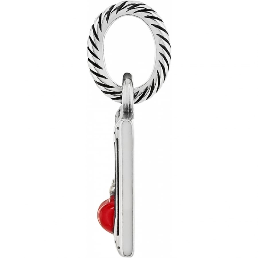 Brighton charm shown from the side with silver-plated rope-textured ring and small red bead accent on a white background