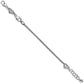 Brighton silver-plated chain bracelet with small crystal heart charms and lobster clasp on a white background