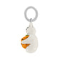 Brighton ghost charm with white enamel finish holding an orange pumpkin, with silver-plated ring on a white background