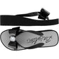Brighton black rubber wedge flip-flop sandals with glossy bow and crystal ornament, top and side views on a white background