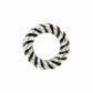 Brighton spacer bead with twisted rope texture and silver-plated finish on a white background