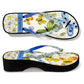 Brighton rubber platform flip-flop sandals with butterfly and daisy print and crystal accent on a white background