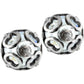 Brighton stud earrings with silver-plated openwork spheres and crystal accents on a white background