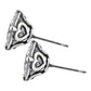 Brighton stud earrings with faceted crystal centers and silver-plated heart accents with posts on a white background