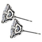 Brighton stud earrings with large crystal centers, silver-plated heart accents, and post backs on a white background