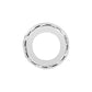 Brighton ring with brushed silver finish and faceted textured edge detail on a white background