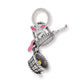 Brighton bunny basket charm shown open with pink enamel ears and colorful eggs inside on a white background
