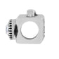 Brighton camera charm shown from the side with silver-plated finish and crystal lens accent on a white background