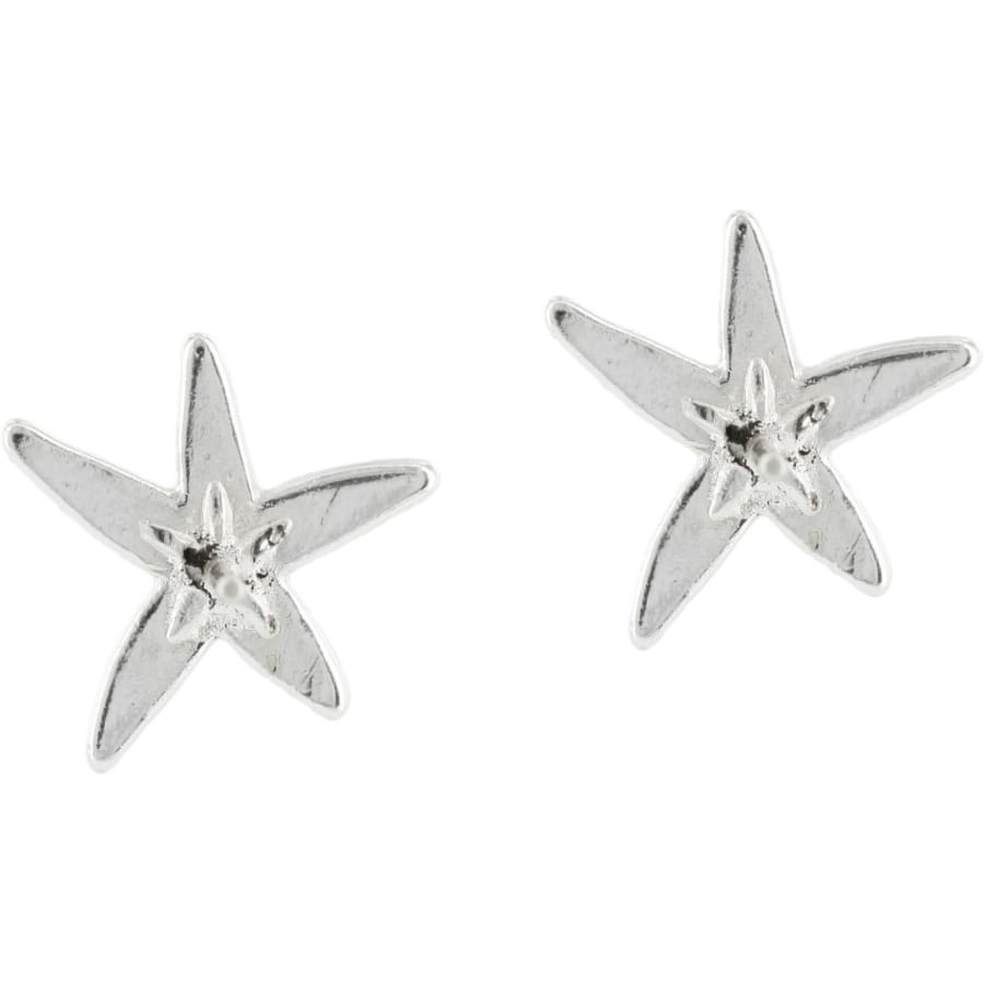 Brighton stud earrings with silver-plated starfish design and small central star detail on a white background