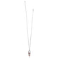 Brighton pendant necklace with silver-plated chain, red crystal accents, and adjustable clasp on a white background