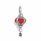 Brighton hot air balloon charm with red enamel hearts, crystal accents, and silver-plated finish on a white background