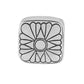 Brighton silver-plated square charm with engraved floral petal design radiating from center circle on a white background