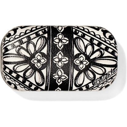 Brighton case with black and white floral and geometric print in a rounded rectangular shape on a white background