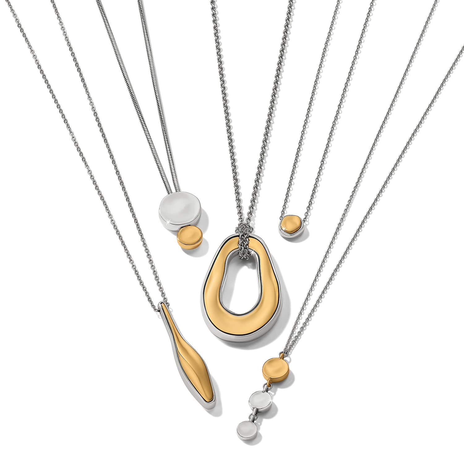 Cascade Drops Trio Necklace silver-gold 3