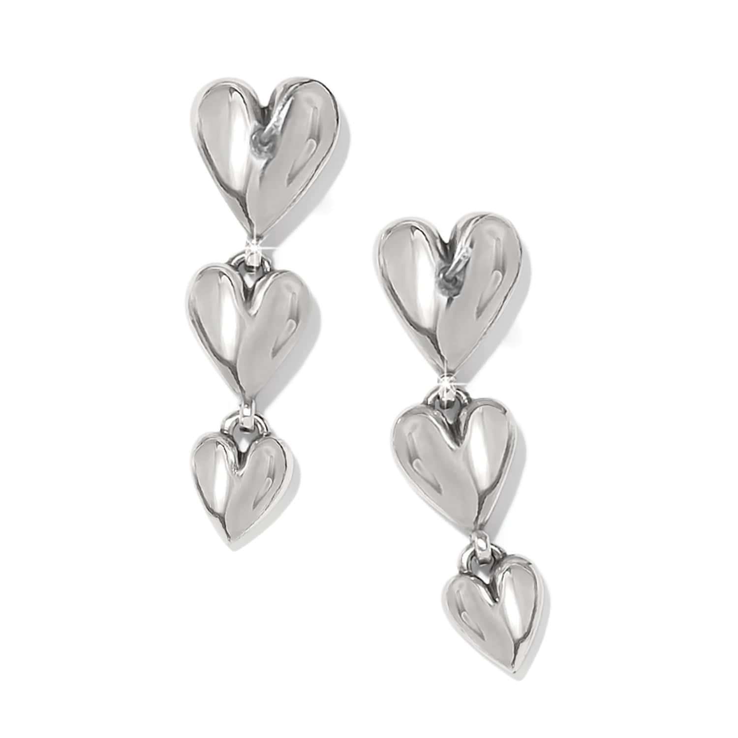 Cascade Heart Trio Post Drop Earrings silver-gold 2