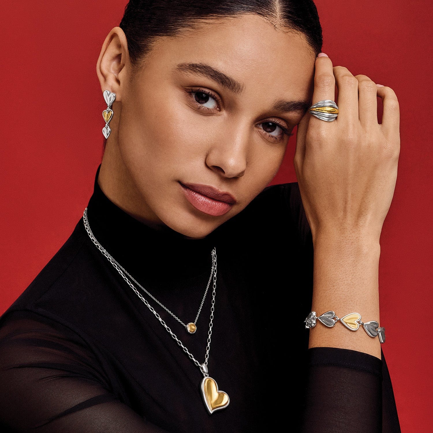 Cascade Heart Trio Post Drop Earrings Brighton - Main Image