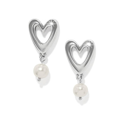 Cascade Open Heart Pearl Post Drop Earrings