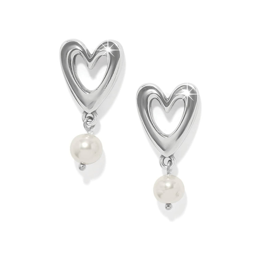 Cascade Open Heart Pearl Post Drop Earrings