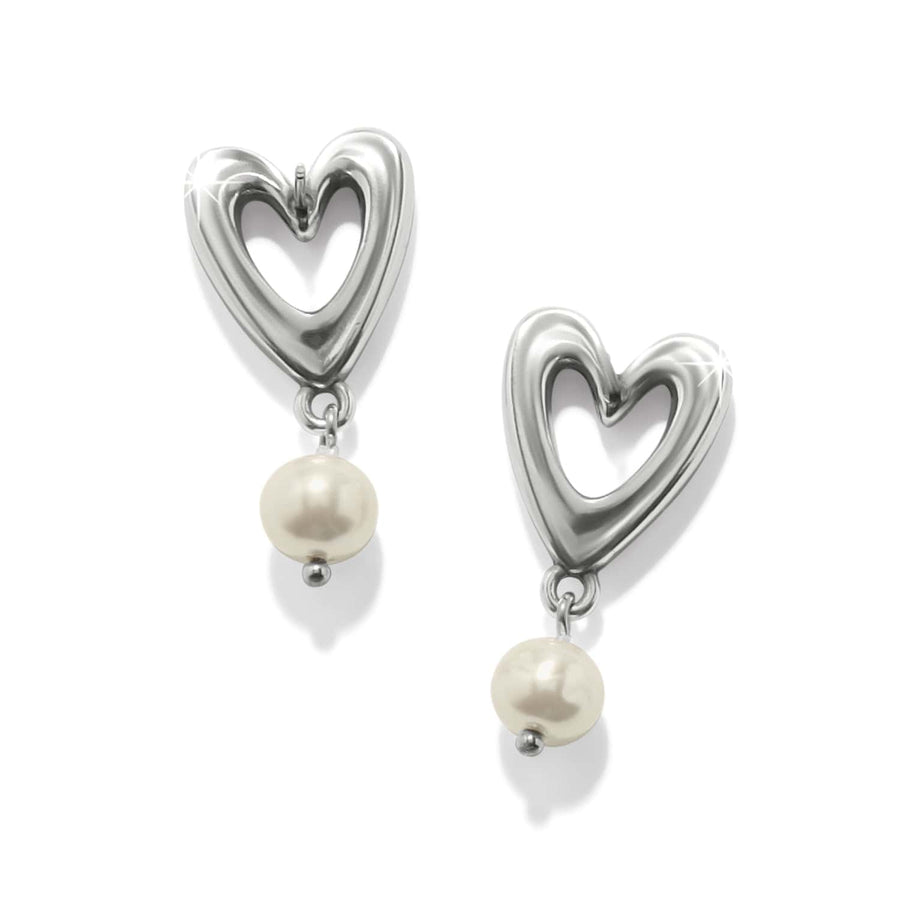 Cascade Open Heart Pearl Post Drop Earrings