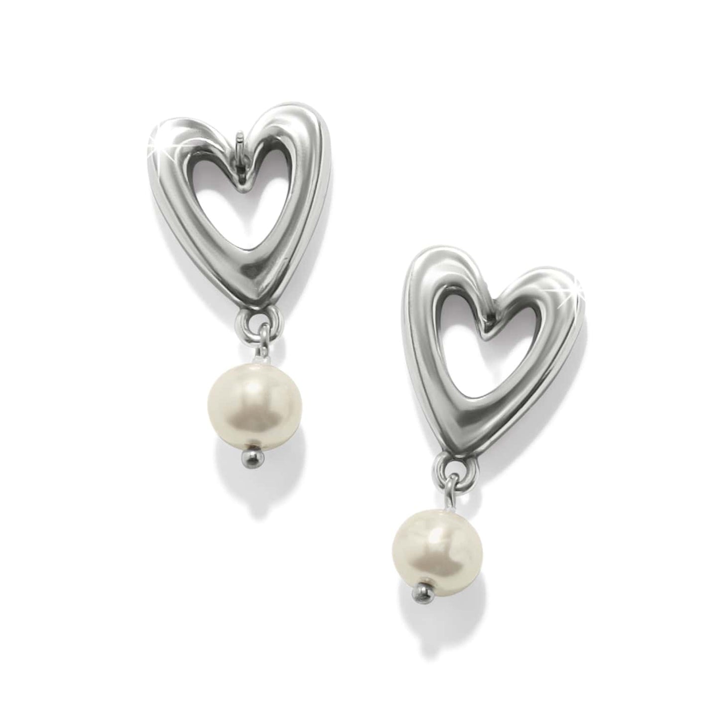 Cascade Open Heart Pearl Post Drop Earrings