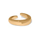 Brighton open band ring with smooth domed gold-plated finish and tapered ends on a white background