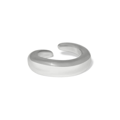 Brighton cuff ring with smooth rounded silver-plated band and open adjustable design on a white background