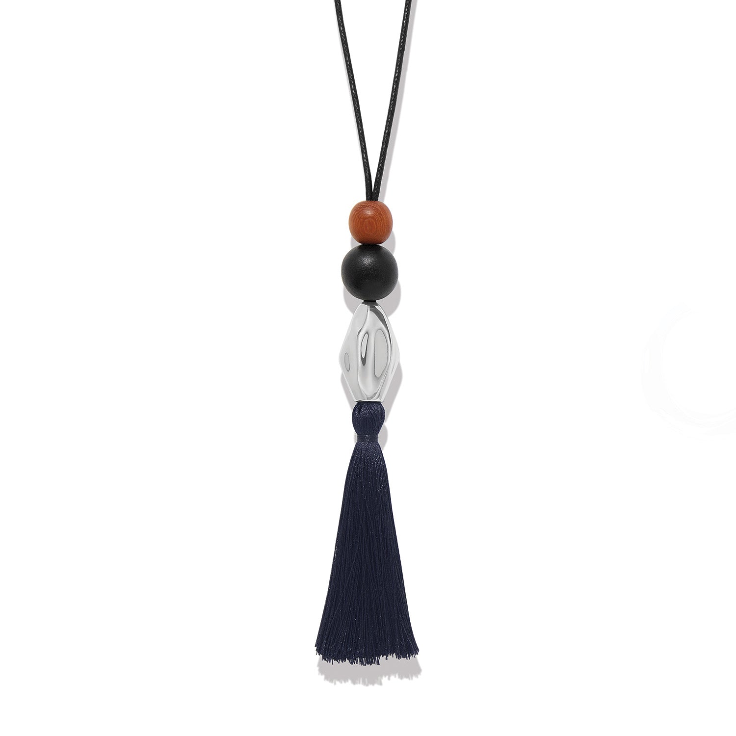 Cascade Rio Wood Tassel Necklace silver-black 1