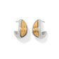 Brighton hoop earrings with two-tone finish featuring silver outer frame and polished gold inner panel on a white background