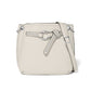 Brighton crossbody handbag in cream leather with studded belt detail, silver-tone ring, and adjustable strap on a white background