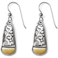 Brighton drop earrings with two-tone scrollwork design and gold half-moon accent at base on a white background