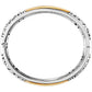 Brighton hinged bangle bracelet with silver-plated scrollwork band and gold-plated accents shown from above on a white background
