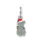 Brighton snowman charm with gray enamel body, red Santa hat, and silver-plated bail on a white background