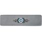 Brighton gray leather bracelet strap with blue crystal and white beaded centerpiece on a white background