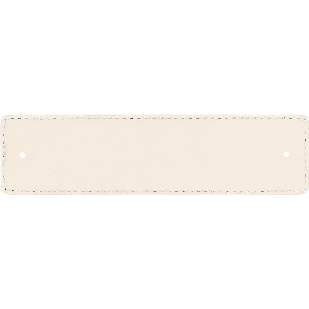 Brighton rectangular cream leather patch with stitched edge border and two side holes on a white background