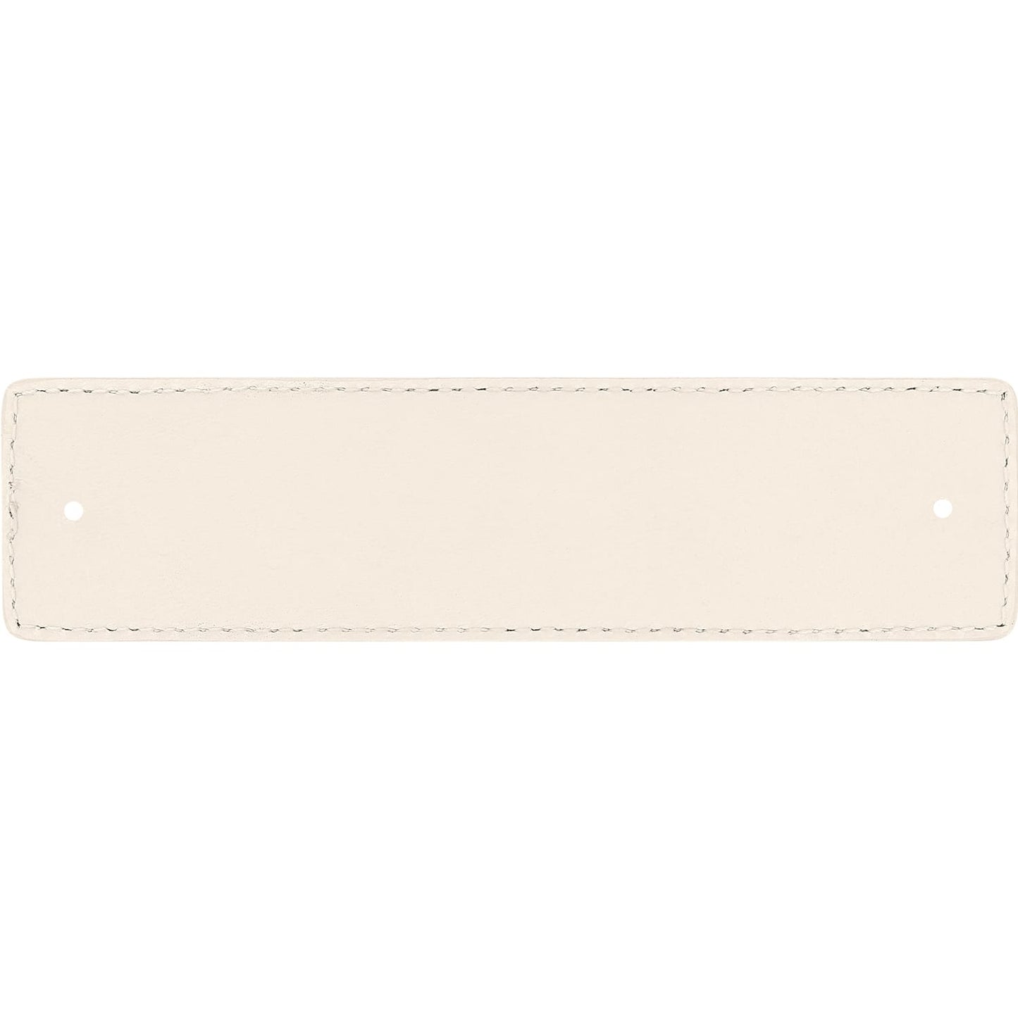 Brighton rectangular cream leather patch with stitched edge border and two side holes on a white background