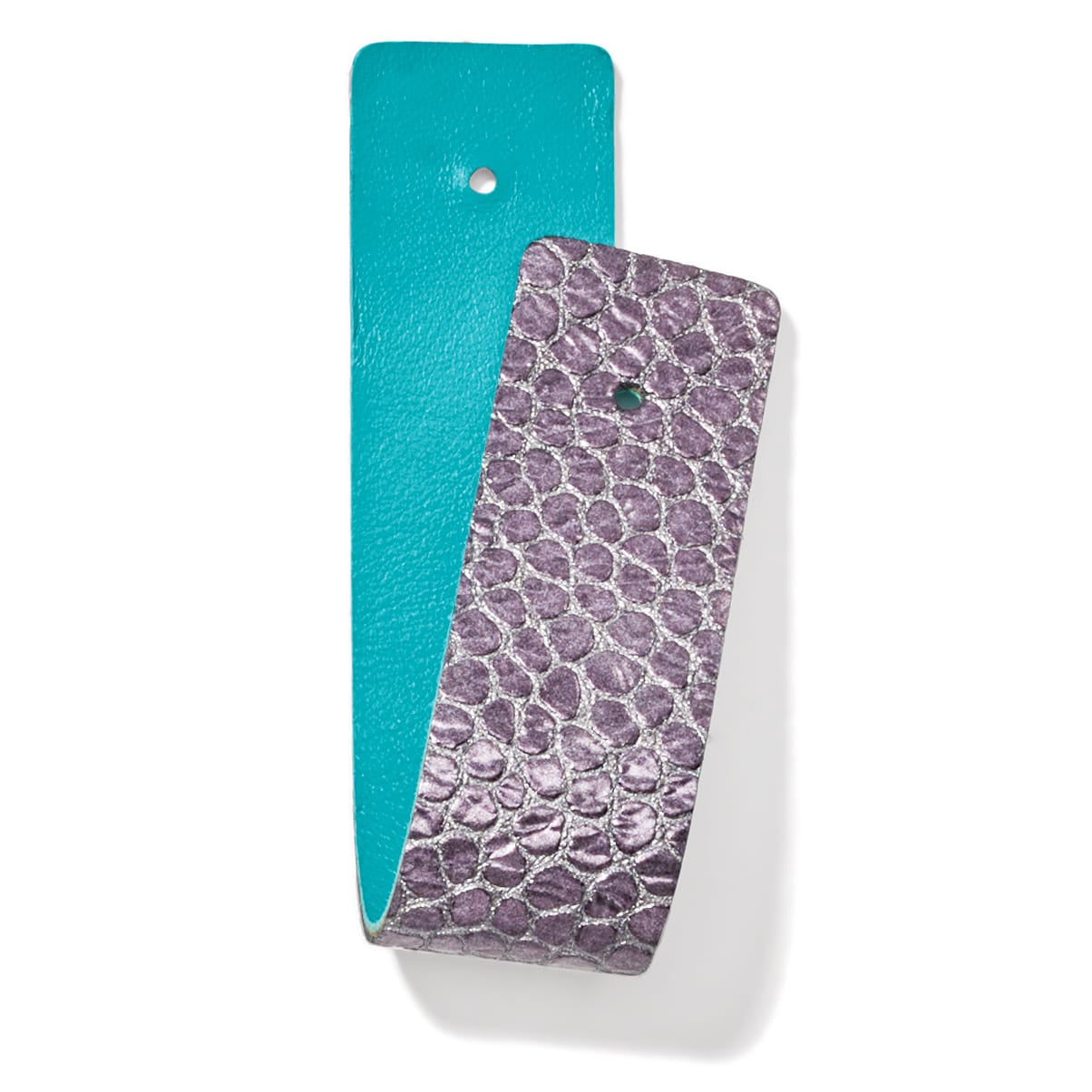 Brighton leather bracelet straps in turquoise and purple snakeskin texture with silver accents on a white background