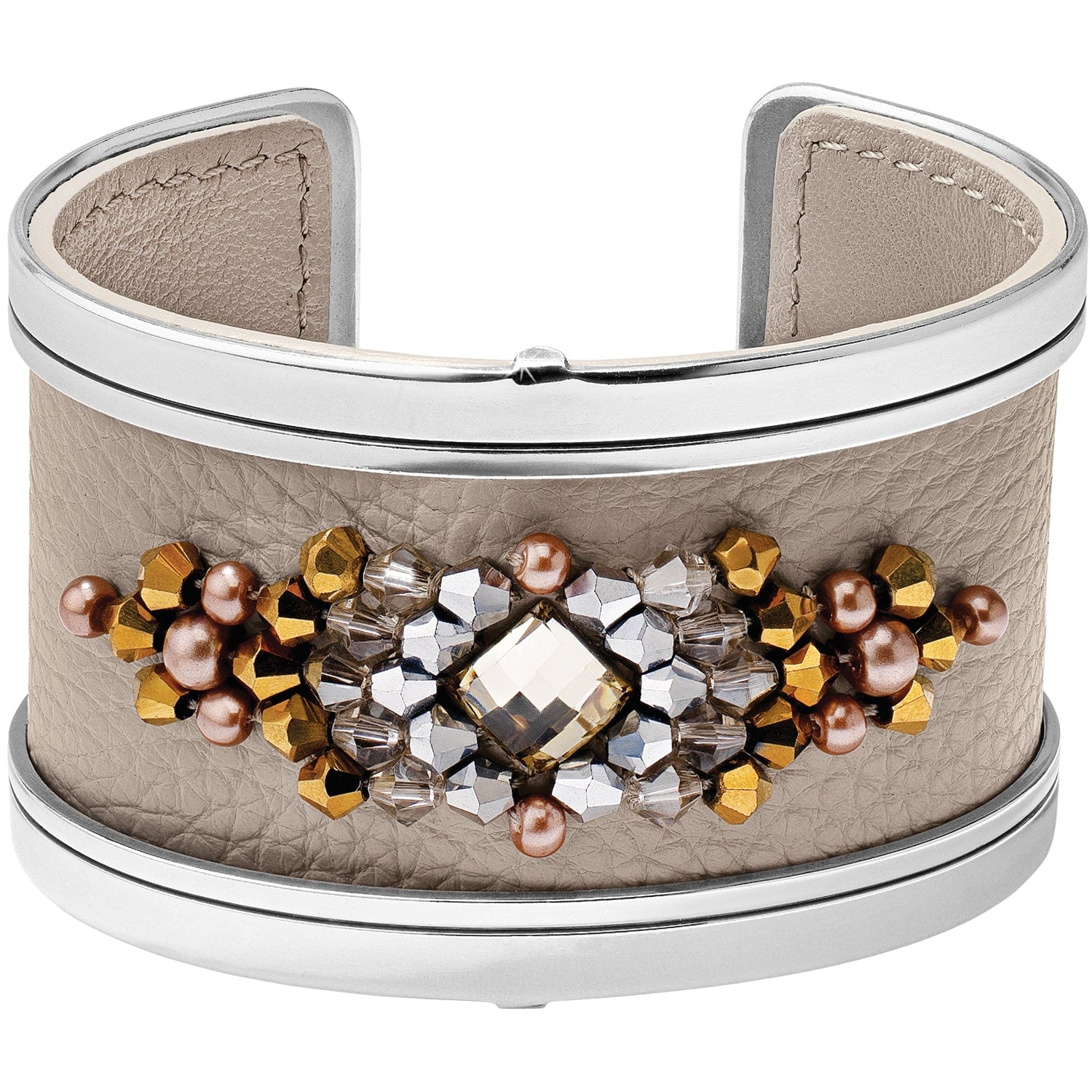 Christo New Delhi-Lodhi Wide Cuff Bracelet Set silver-beechwood 2