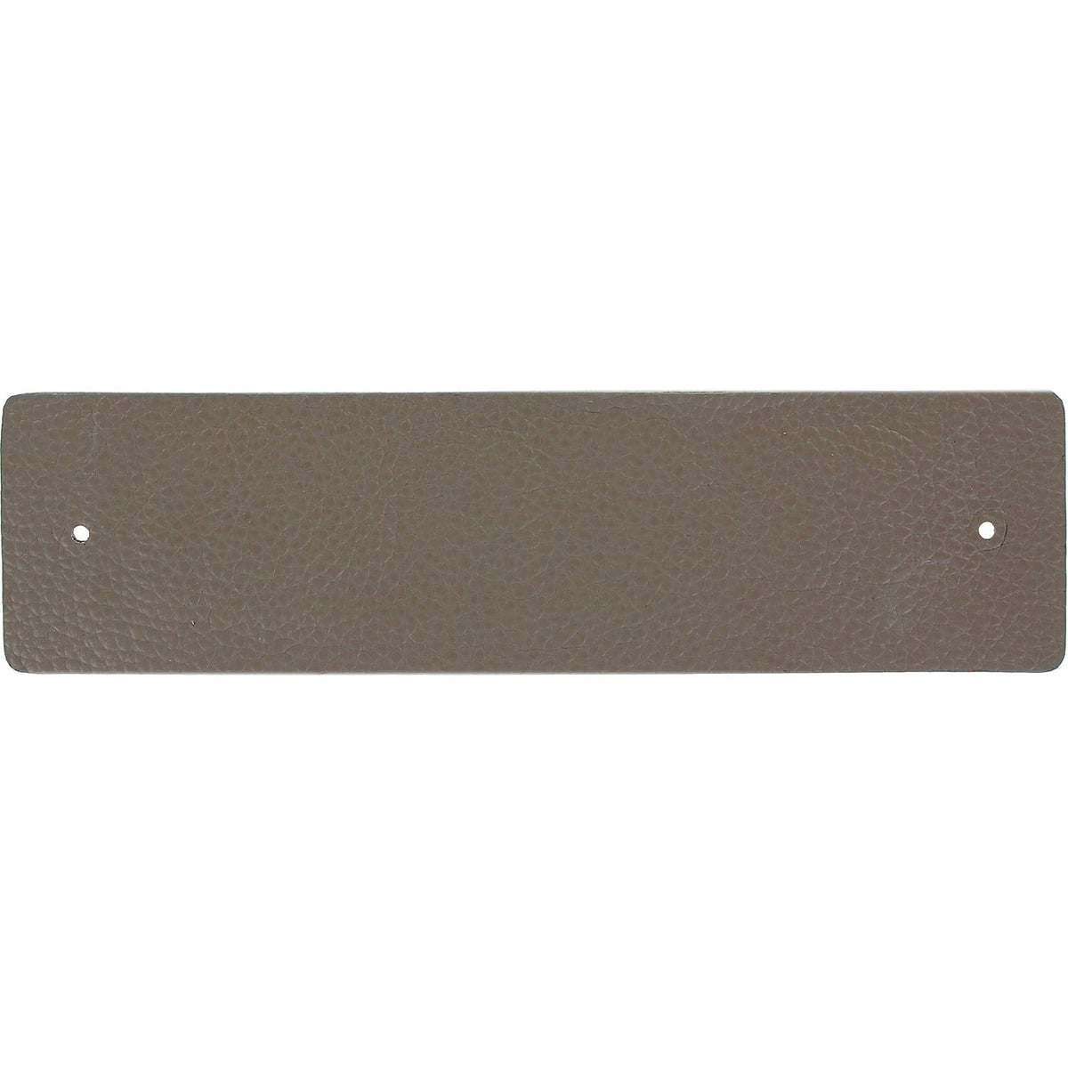 Brighton rectangular taupe pebbled leather panel with two small punched holes at each end on a white background
