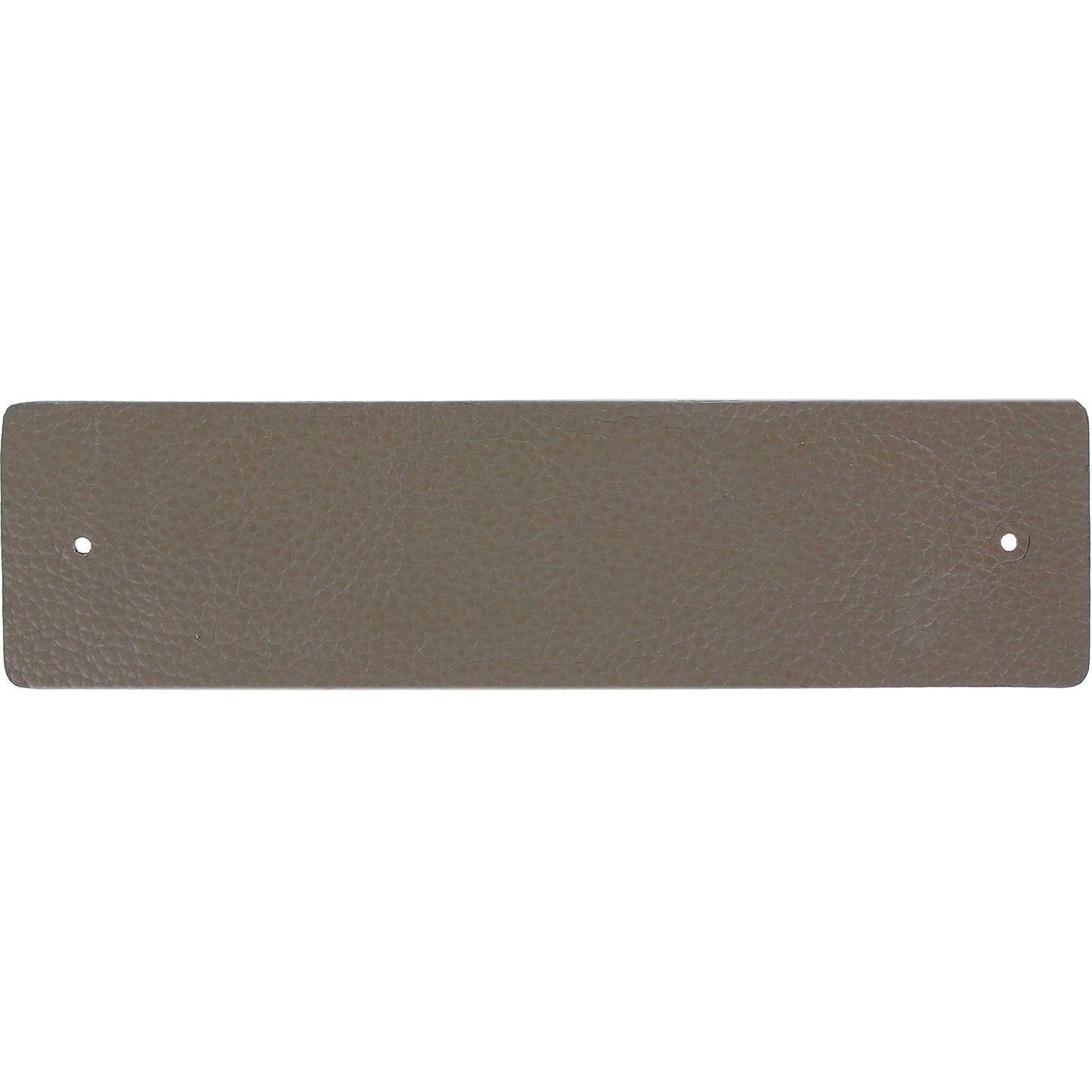 Brighton rectangular taupe pebbled leather panel with two small punched holes at each end on a white background