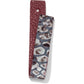 Brighton reversible leather belt strap shown with burgundy pebbled side and gray snakeskin print side on a white background