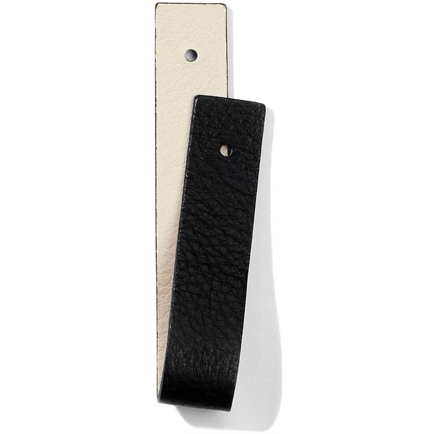 Brighton reversible leather belt strap shown in black and cream with punched holes on a white background