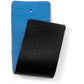 Brighton leather swatches in blue and black showing pebbled texture with small punched holes on a white background